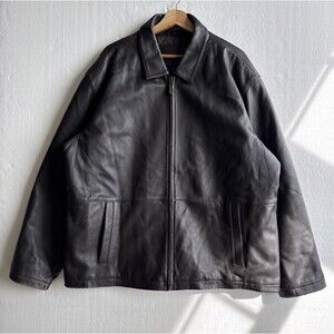Knightsbridge Men’s Black Genuine Leather Jacket Full Zip Quilted Lining Size XL